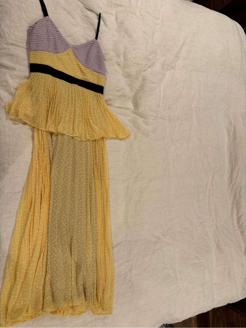 Self Portrait Lavender and Yellow Tiered Spaghetti-Strap Dress